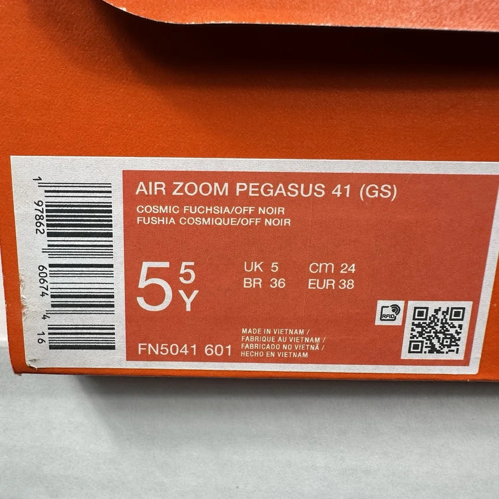 Nike Air Zoom Pegasus 41 Running Athletic Sneakers Cosmic Fuchsia Youth 5.5